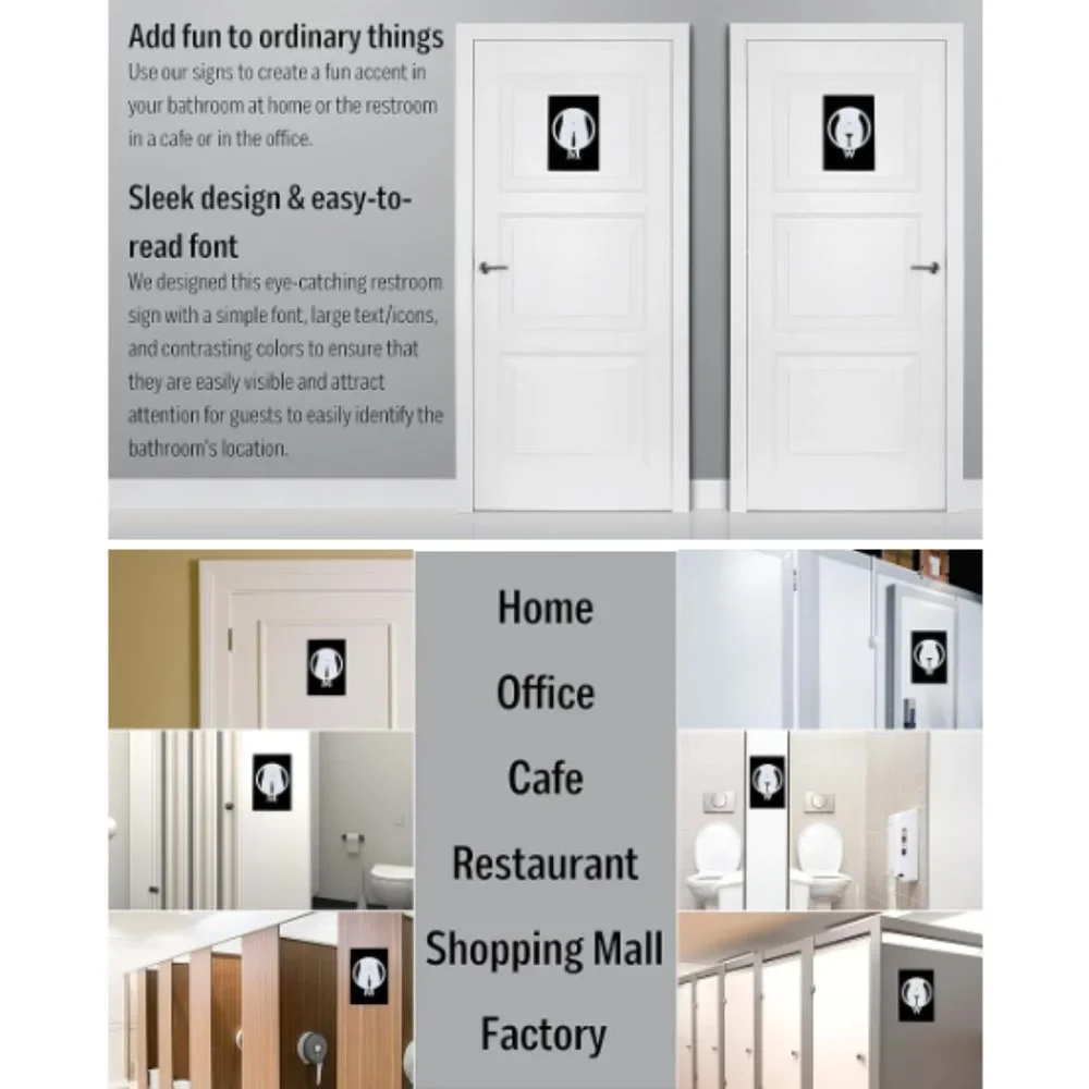 Funny Bathroom Signs - Men/Women Restroom Door Signs for Home/ Business